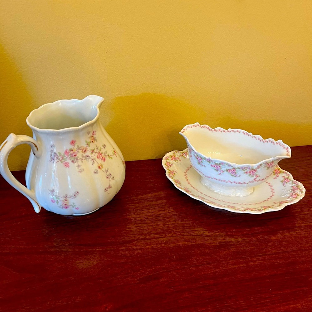 Limoges Art Deco porcelain service set. Antique 19th century